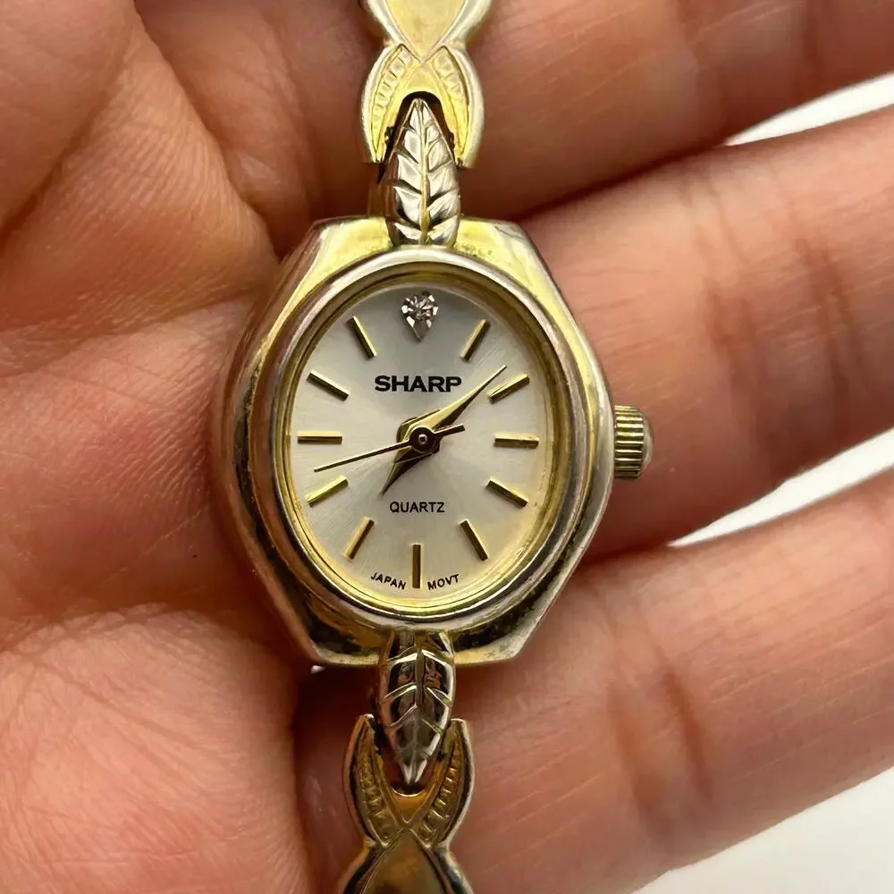 Sharp Diamond Women’s Quartz Watch Expansion Band Working New Battery